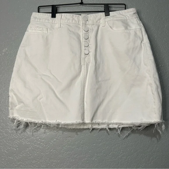 Paige Aideen‎ Mini Skirt Distressed Crisp White High Waisted - Picture 12 of 12